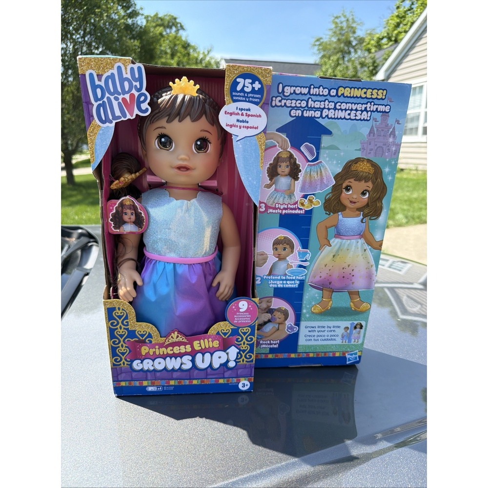Baby Alive Princess Ellie Grows Up! Growing and Talking Baby Doll Brand New